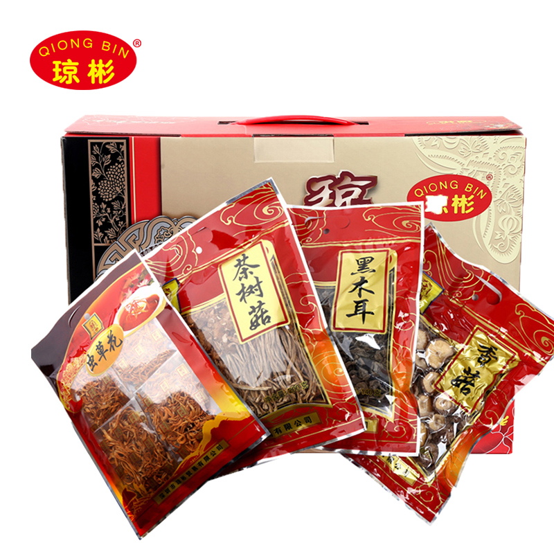 【瓊彬山珍A禮盒套餐560g】 香菇黑木耳蟲草花大(dà)禮包